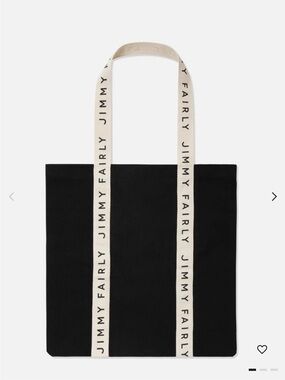Jimmy Fairly Black Canvas Tote with Branded Cream Straps